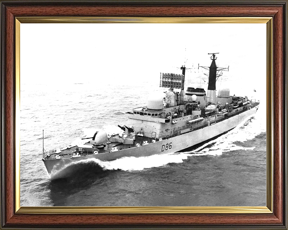 HMS Birmingham (D86) Royal Navy Type 42 Destroyer High Port Bow View Photo Print Wall Art Decor Posters, Prints, & Visual Artwork Hampshire Prints 10 x 8 Classic Frame No