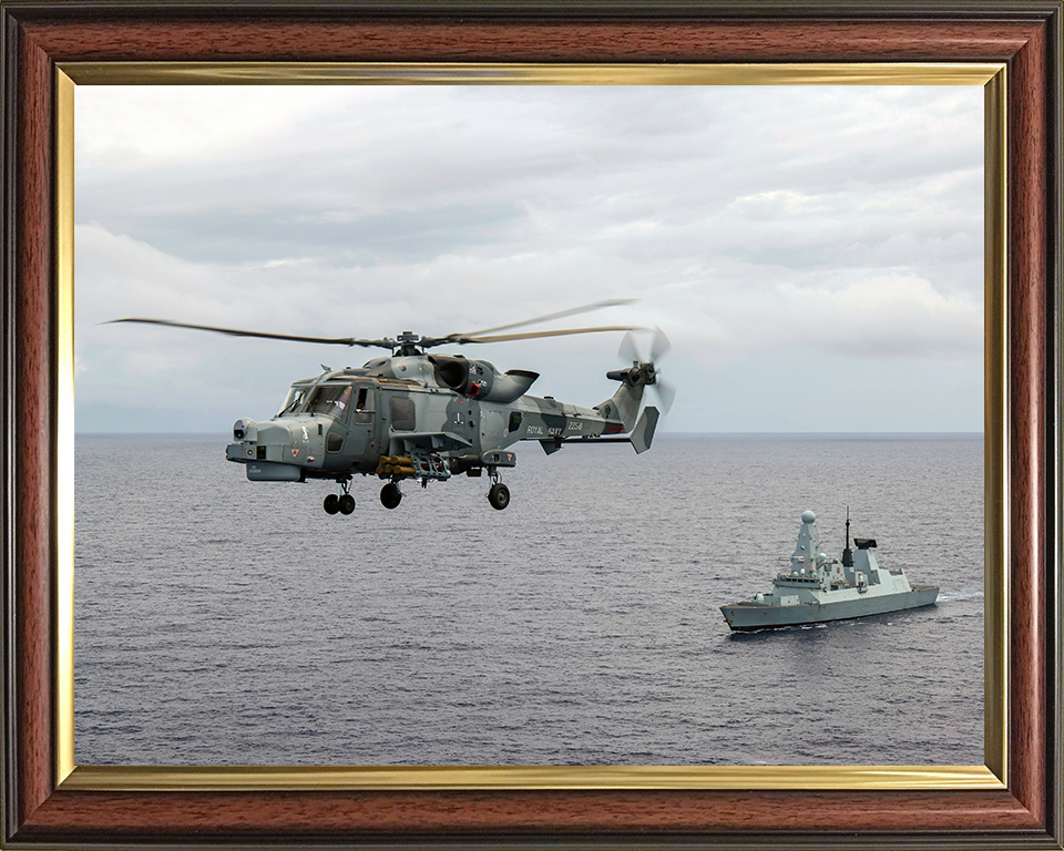 HMS Defender (D36) Photo Print - With Wildcat 2021 - Royal Navy Type 45 Destroyer Hampshire Prints 10 x 8 Classic Frame No