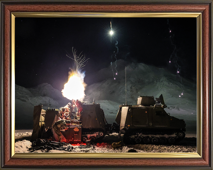 Royal Marine Commando Mortar Team Firing at Night Photo Print 45 Commando Marines Wall Art Military Decor UK Posters, Prints, & Visual Artwork Hampshire Prints 10 x 8 Classic Frame No
