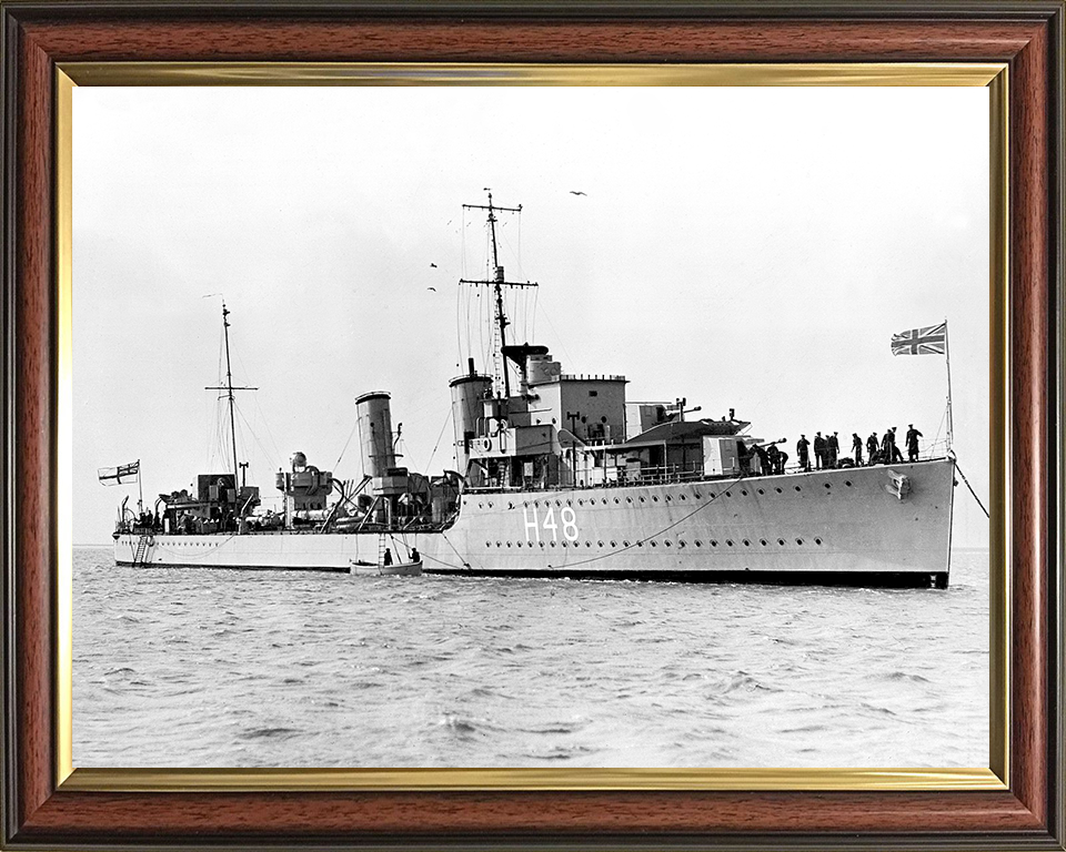 HMS Crescent (H48) Photo Print - At Anchor - Royal Navy C Class Destroyer Posters, Prints, & Visual Artwork Hampshire Prints 10 x 8 Classic Frame No
