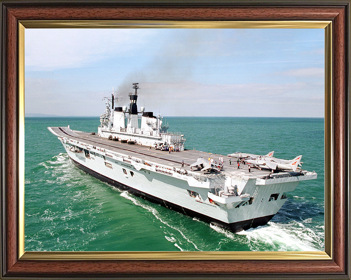HMS Ark Royal (R07) Royal Navy Invincible Class Aircraft Carrier Port Bow View Photo Print Wall Art Decor Posters, Prints, & Visual Artwork Hampshire Prints 10 x 8 Classic Frame No
