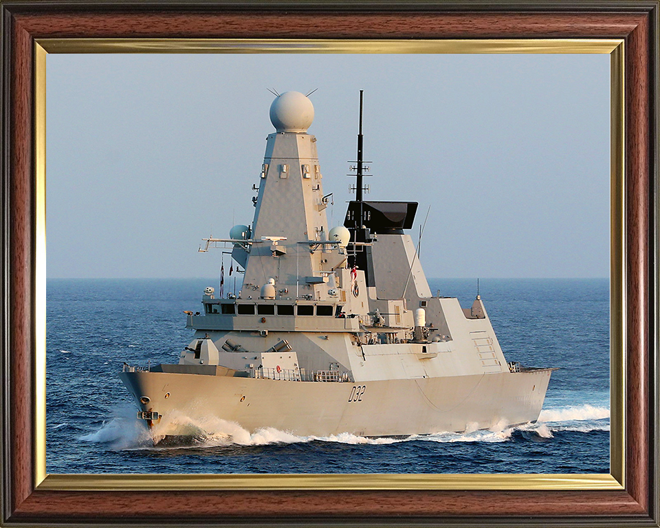 HMS Daring (D32) Royal Navy Type 45 Destroyer Port Bow View Photo Print Wall Art Decor Posters, Prints, & Visual Artwork Hampshire Prints 10 x 8 Classic Frame No