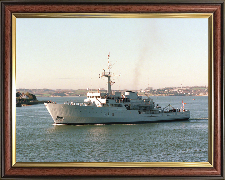 HMS Beagle (H319) Photo Print - Leaving Devonport - Royal Navy Bulldog Class Survey Vessel