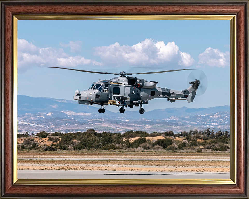 Royal Navy Wildcat helicopter at RAF Akrotiri Photo Print Wall Art Naval Aircraft Decor Posters, Prints, & Visual Artwork Hampshire Prints 10 x 8 Classic Frame No