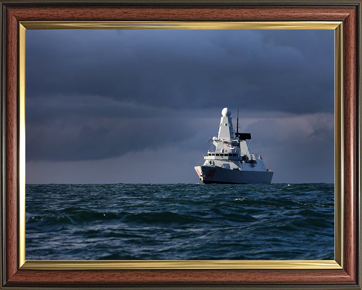 HMS Dragon (D35) Royal Navy Type 45 Destroyer With Stormy Skies Photo Print Wall Art Decor Posters, Prints, & Visual Artwork Hampshire Prints 10 x 8 Classic Frame No