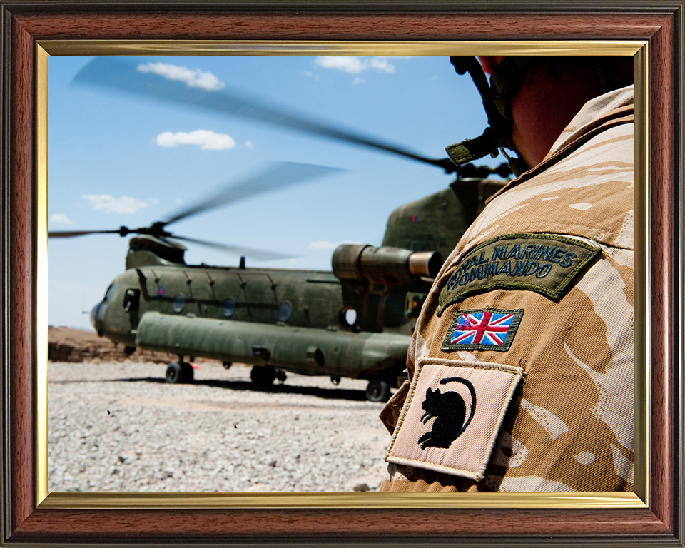 Royal Marines Commando and Chinook Photo Print - 40 Commando Hampshire Prints 10 x 8 Classic Frame No