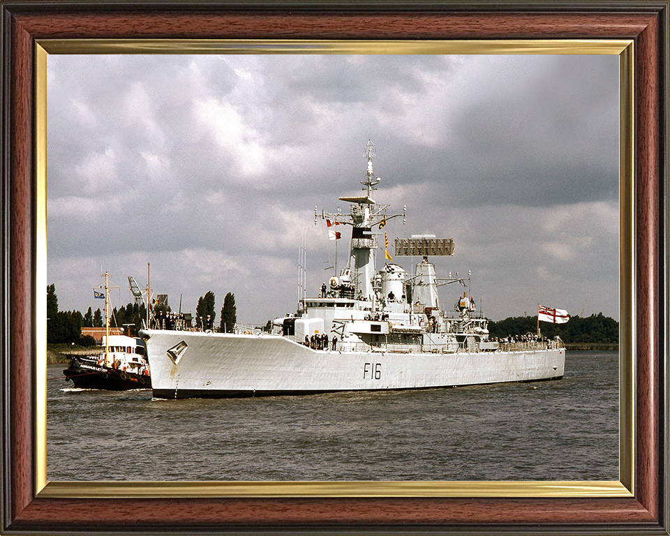 HMS Diomede (F16) Royal Navy Leander Class Frigate Entering Harbour Photo Print Wall Art Decor Posters, Prints, & Visual Artwork Hampshire Prints 10 x 8 Classic Frame No