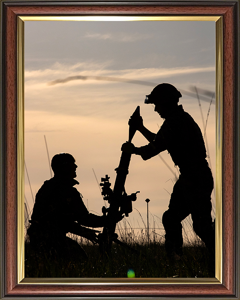 Royal Marine Commando Mortar Team Silhouette Photo Print - 45 Commando Hampshire Prints 10 x 8 Classic Frame No