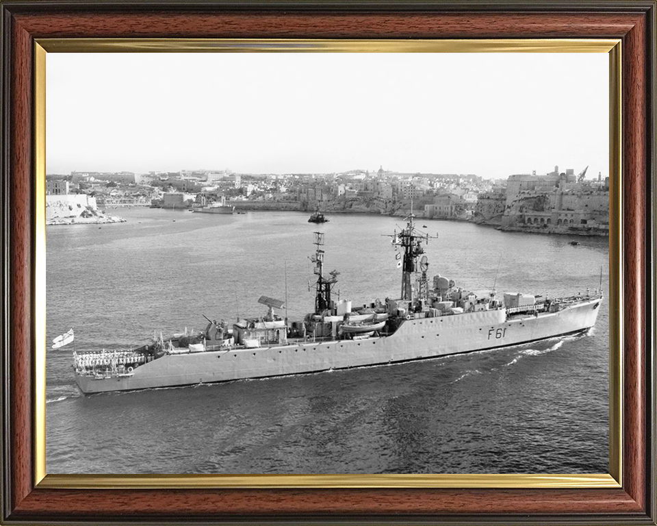 HMS Llandaff (F61) - Valletta 1961 - Royal Navy Salisbury Class Frigate Photo Print Wall Art Naval Decor UK Posters, Prints, & Visual Artwork Hampshire Prints 10 x 8 Classic Frame No