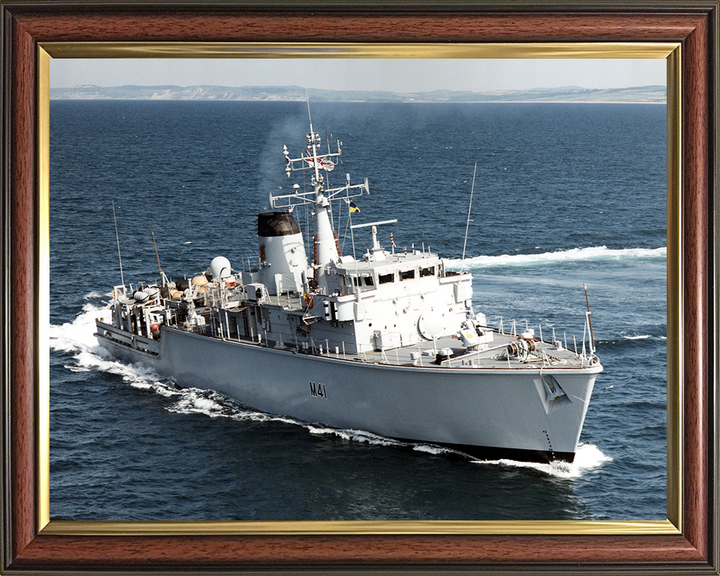 HMS Quorn (M41) Photo Print - Off Devonport 1999 - Royal Navy Hunt Class Minehunter