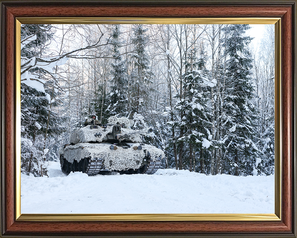 Challenger 2 Main in the snow British Army Vehicle Photo Print Wall Art Military Decor UK Posters, Prints, & Visual Artwork Hampshire Prints 10 x 8 Classic Frame No