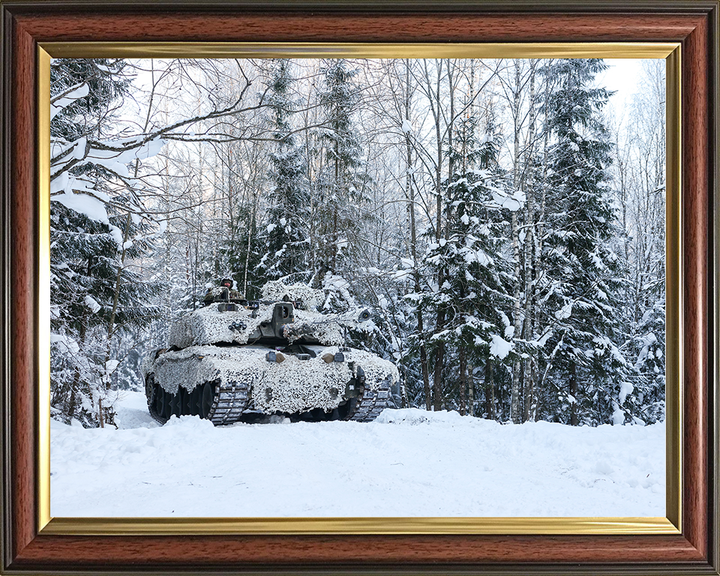 Challenger 2 Main in the snow British Army Vehicle Photo Print Wall Art Military Decor UK Posters, Prints, & Visual Artwork Hampshire Prints 10 x 8 Classic Frame No