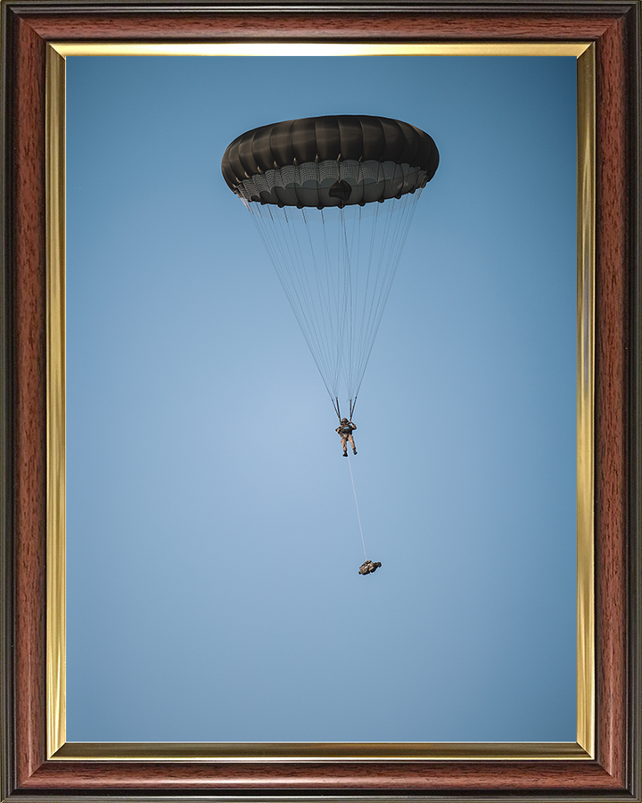 British Army Paratrooper Under Canopy 2026 Photo Print Wall Art Military Decor Posters, Prints, & Visual Artwork Hampshire Prints 10 x 8 Classic Frame No