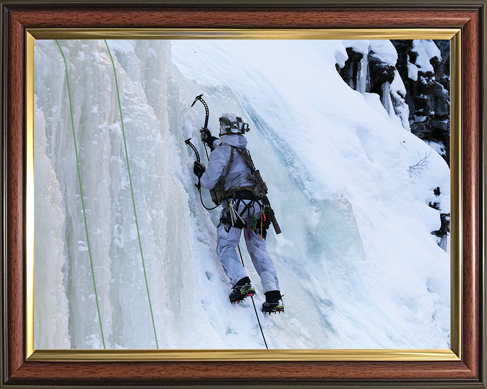 Royal Marine Commando Ice Climbing in Norway Photo Print 30 Commando Marines Wall Art Military Decor UK Posters, Prints, & Visual Artwork Hampshire Prints 10 x 8 Classic Frame No
