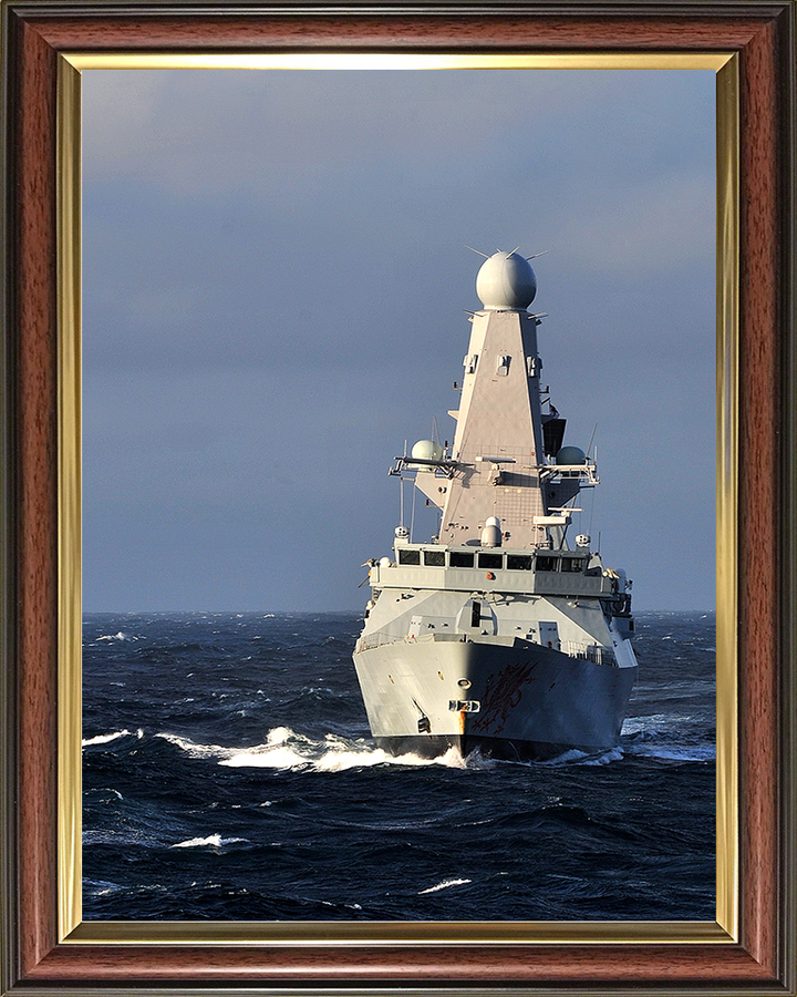 HMS Dragon (D35) Royal Navy Type 45 Destroyer Bow View Portrait Photo Print Wall Art Decor Posters, Prints, & Visual Artwork Hampshire Prints 10 x 8 Classic Frame No