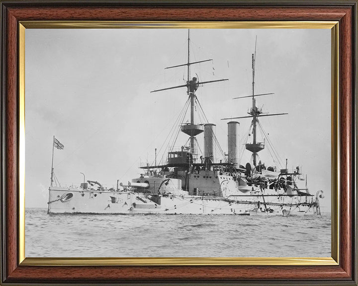 HMS Hood (1859) Photo Print - At Anchor - Royal Navy Cruiser Hampshire Prints 10 x 8 Classic Frame No