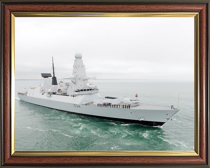 HMS Diamond (D34) Royal Navy Type 45 Destroyer Entering Harbour Photo Print Wall Art Decor Posters, Prints, & Visual Artwork Hampshire Prints 10 x 8 Classic Frame No