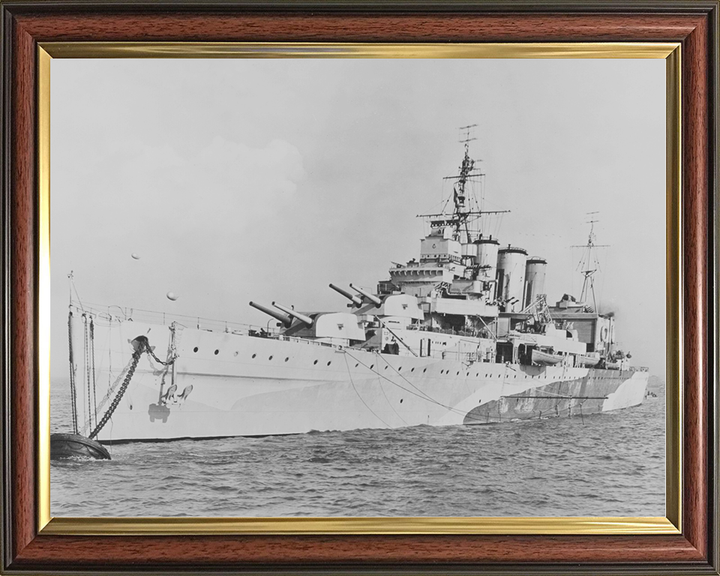 HMS Cumberland (57) Royal Navy County Class Cruiser Warship At a Buoy Photo Print Wall Art Decor Posters, Prints, & Visual Artwork Hampshire Prints 10 x 8 Classic Frame No