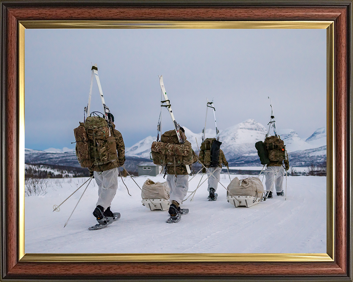 Royal Marines Commandos yomping in snow shoes Photo Print Hampshire Prints 10 x 8 Classic Frame No