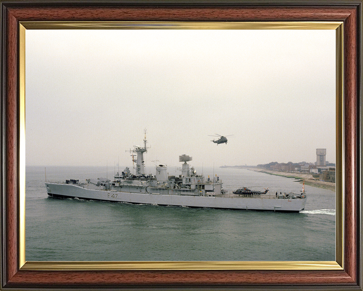 HMS Danae (F47) Royal Navy Leander Class Frigate Leaving Portsmouth Photo Print Wall Art Decor Posters, Prints, & Visual Artwork Hampshire Prints 10 x 8 Classic Frame No