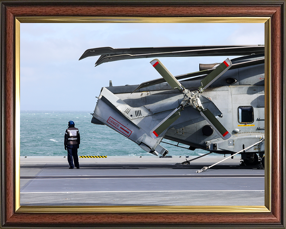 AET With Merlin Helicopter On HMS Prince of Wales Photo Print - Royal Navy Aircraft Hampshire Prints 10 x 8 Classic Frame No