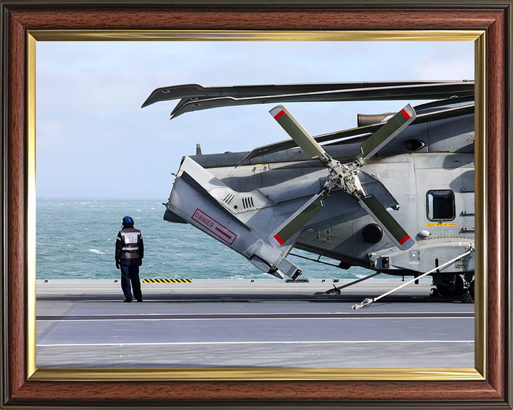 AET With Merlin Helicopter On HMS Prince of Wales Photo Print - Royal Navy Aircraft Hampshire Prints 10 x 8 Classic Frame No