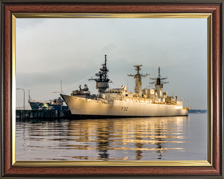 HMS Boxer (F92) Royal Navy Type 22 Frigate Floodlit in Harbour Photo Print Wall Art Decor Posters, Prints, & Visual Artwork Hampshire Prints 10 x 8 Classic Frame No
