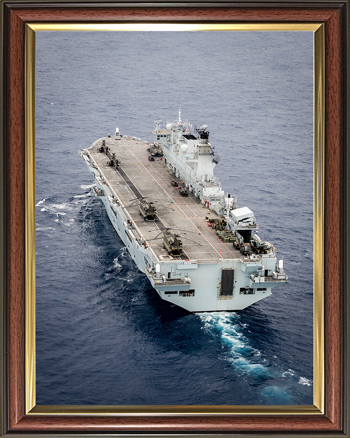 HMS Ocean (L12) Photo Print - Stern View 2016 - Royal Navy Landing Platform Helicopter Hampshire Prints 10 x 8 Classic Frame No