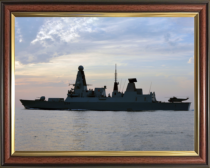 HMS Diamond (D34) Photo Print - Port Side Silhouette 2012 - Royal Navy Type 45 Destroyer Hampshire Prints 10 x 8 Classic Frame No
