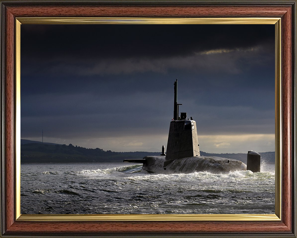 HMS Ambush (S120) Photo Print - Port Quarter View - Royal Navy Astute Class Submarine Hampshire Prints 10 x 8 Classic Frame No