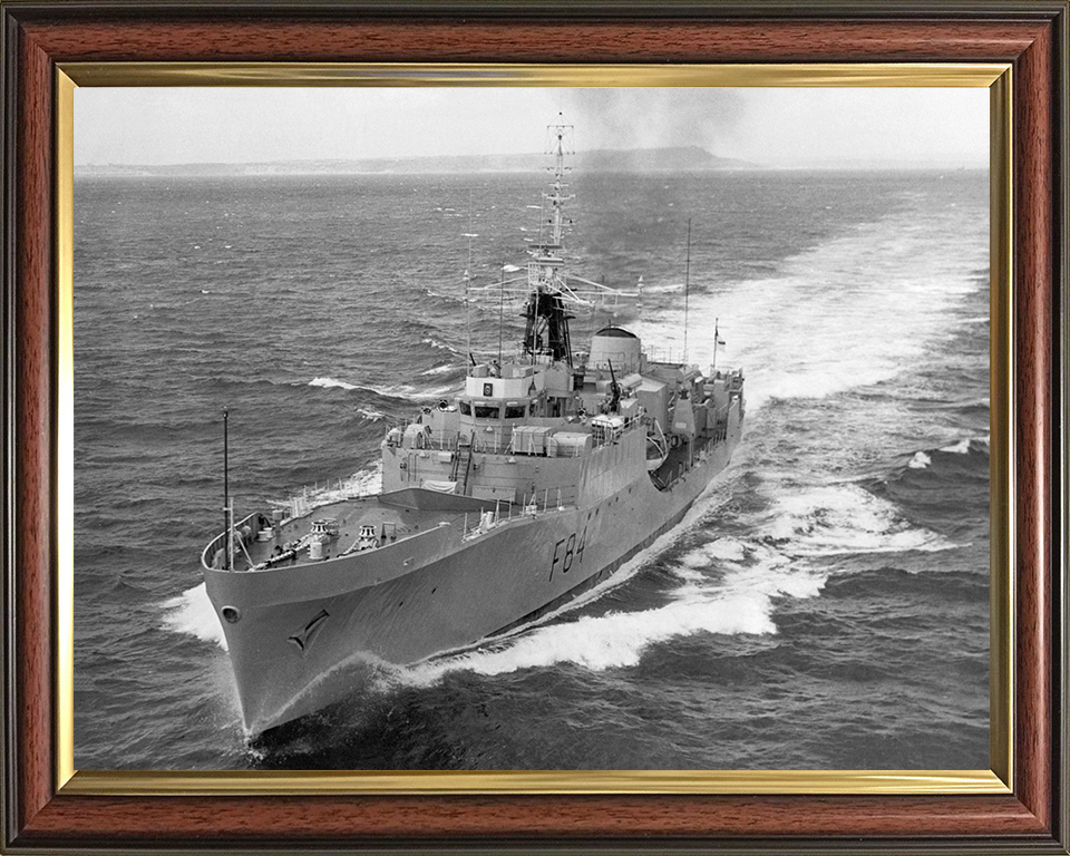 HMS Exmouth (F84) Photo Print - At sea 1970 - Royal Navy Blackwood Class Frigate Hampshire Prints 10 x 8 Classic Frame No