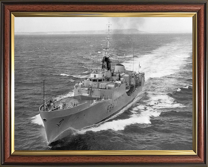 HMS Exmouth (F84) Photo Print - At sea 1970 - Royal Navy Blackwood Class Frigate Hampshire Prints 10 x 8 Classic Frame No