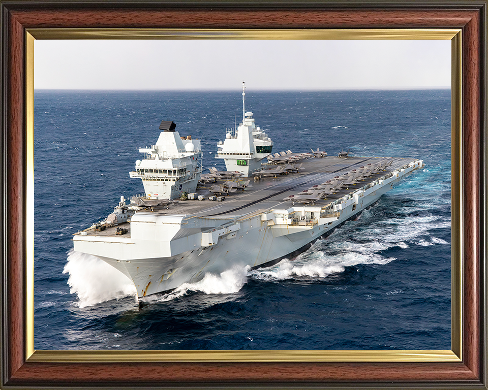 HMS Prince of Wales (R09) Royal Navy Queen Elizabeth Class Aircraft Carrier Photo Print Nov 25 Wall Art Poster Posters, Prints, & Visual Artwork Hampshire Prints 10 x 8 Classic Frame No