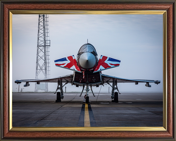 RAF Typhoon with Union Jacks on a runway Photo Print - Royal Air Force Aircraft Hampshire Prints 10 x 8 Classic Frame No