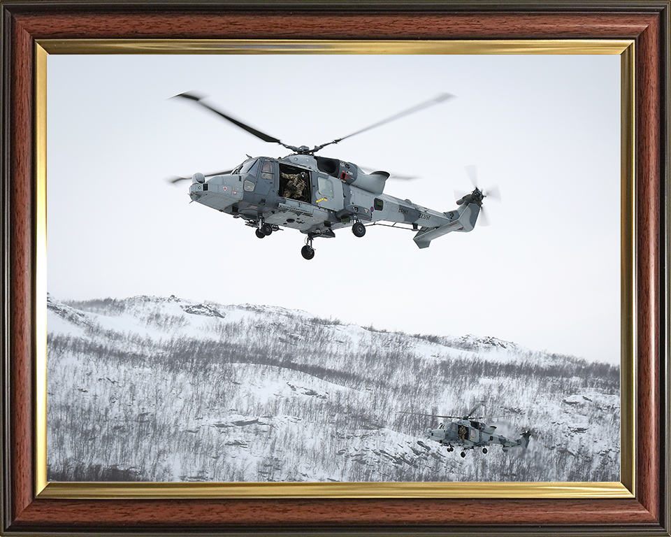 Royal Navy Wildcat Helicopter Over Norway 2026 Photo Print Wall Art Naval Aircraft Decor Posters, Prints, & Visual Artwork Hampshire Prints 10 x 8 Classic Frame No