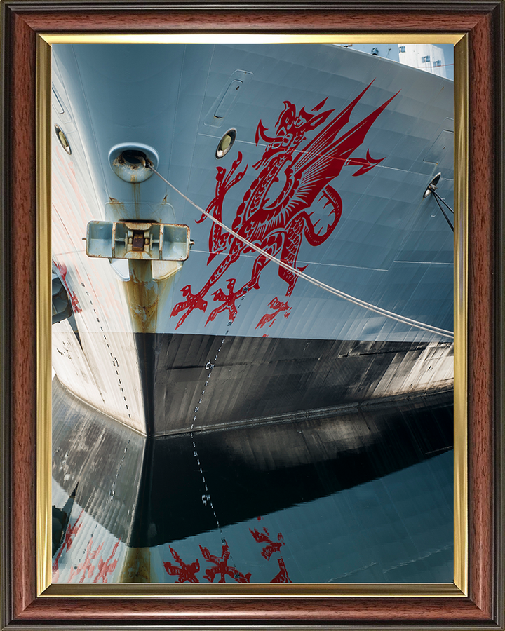 HMS Dragon (D35) Royal Navy Type 45 Destroyer Bow Reflections Photo Print Wall Art Decor Posters, Prints, & Visual Artwork Hampshire Prints 10 x 8 Classic Frame No
