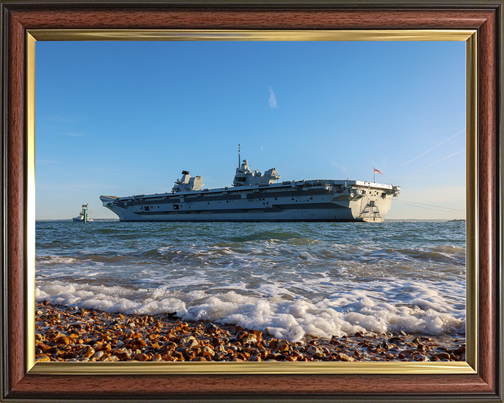 HMS Prince of Wales (R09) Royal Navy Queen Elizabeth Class Aircraft Carrier Photo Print Apr 26 Wall Art Posters, Prints, & Visual Artwork Hampshire Prints 10 x 8 Classic Frame No