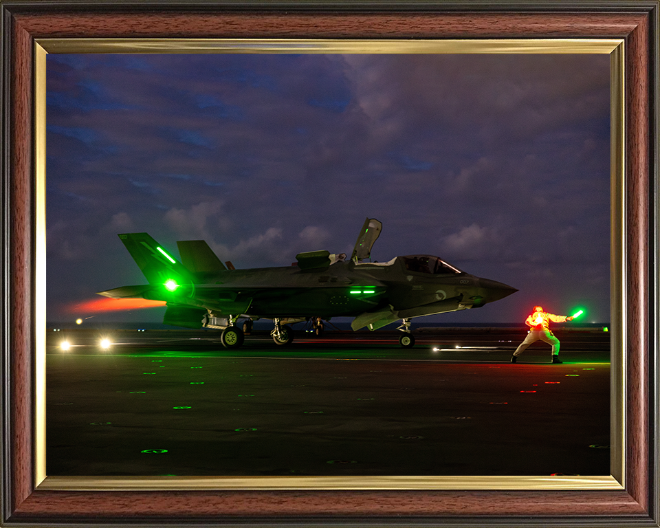 F-35B Lighting jet night takeoff 2025 Photo Print - Royal Navy Aircraft Hampshire Prints 10 x 8 Classic Frame No
