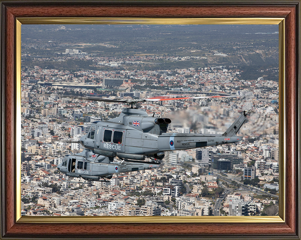 RAF Griffin HA2 Helicopters in flight Photo Print - Royal Air Force Aircraft Hampshire Prints 10 x 8 Classic Frame No