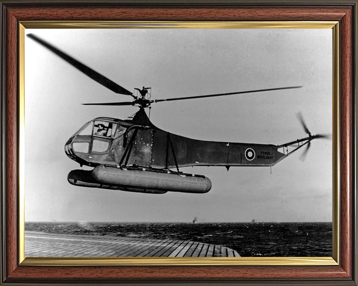 A Sikorsky R-4 Helicopter Landing on MV Daghestan Photo Print - Royal Navy Aircraft Hampshire Prints 10 x 8 Classic Frame No