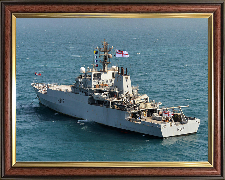 HMS Echo (H87) Royal Navy Echo Class Survey Vessel Sat At Anchor Photo Print Wall Art Decor Posters, Prints, & Visual Artwork Hampshire Prints 10 x 8 Classic Frame No