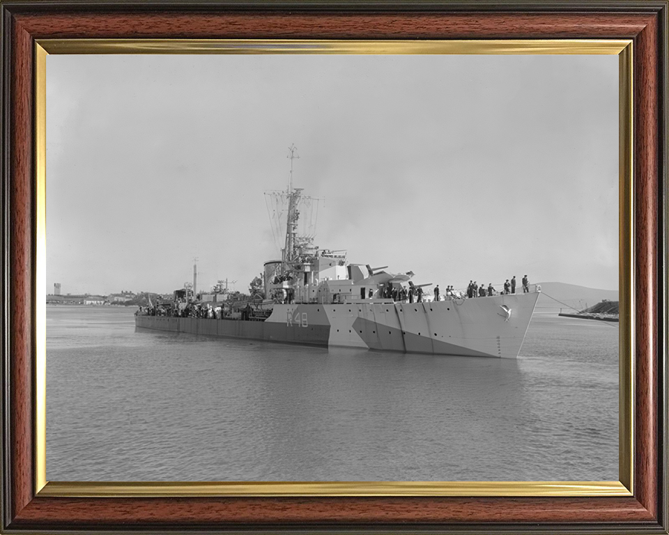 HMS Wrangler (R48) Photo Print - At Anchor 1944 - Royal Navy W Class Destroyer Hampshire Prints 10 x 8 Classic Frame No