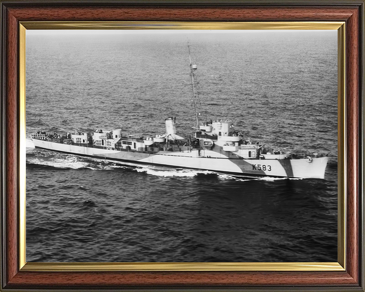 HMS Hotham (K583) Photo Print - At Sea 1944 - Royal Navy Captain Class Frigate Hampshire Prints 10 x 8 Classic Frame No
