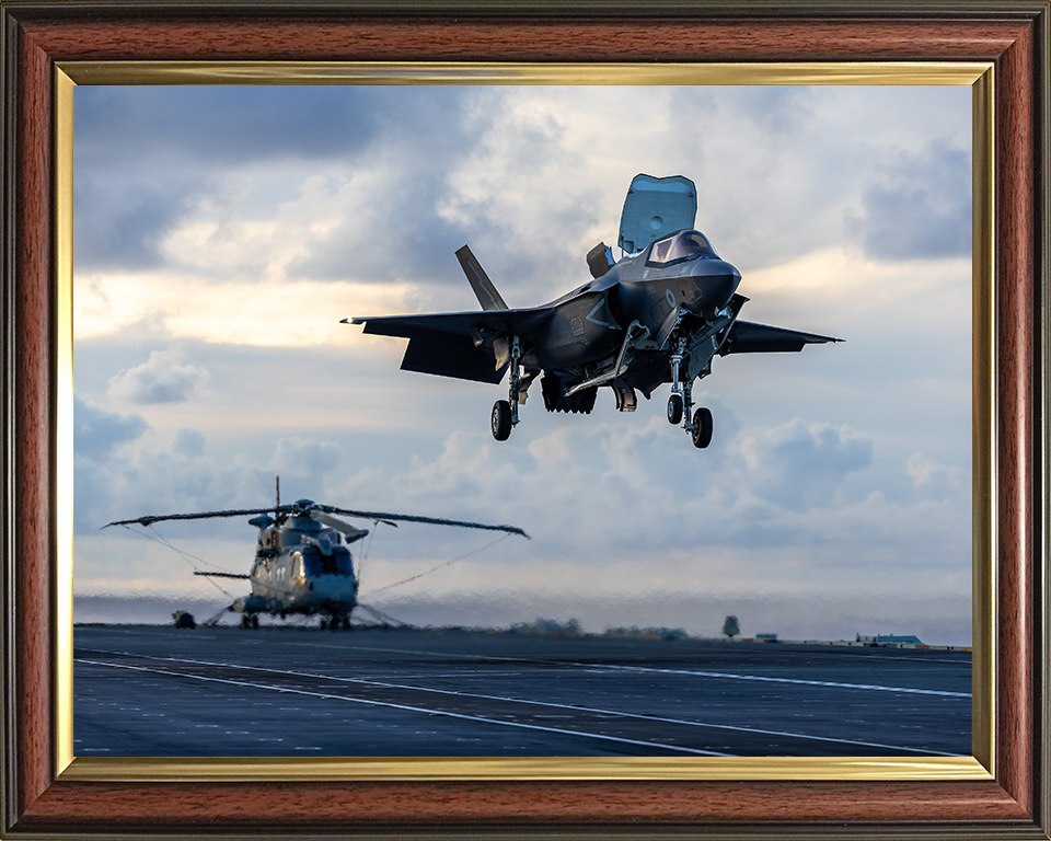 F-35B Lighting Jet Landing on a Flight Deck 2025 Photo Print - Royal Navy Aircraft Posters, Prints, & Visual Artwork Hampshire Prints 10 x 8 Classic Frame No