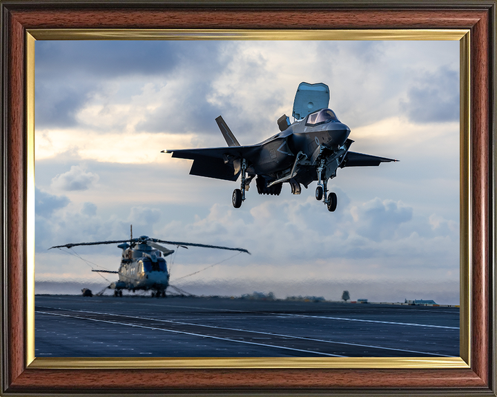 F-35B Lighting Jet Landing on a Flight Deck 2025 Photo Print - Royal Navy Aircraft Posters, Prints, & Visual Artwork Hampshire Prints 10 x 8 Classic Frame No