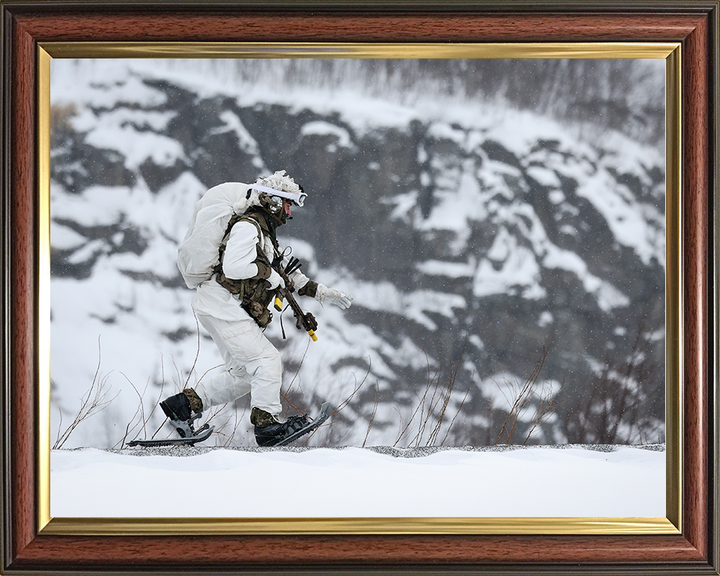 Royal Marine in Snow Shoes During Cold Weather exercise Photo Print 40 Commando Marines Wall Art Military Decor Posters, Prints, & Visual Artwork Hampshire Prints 10 x 8 Classic Frame No