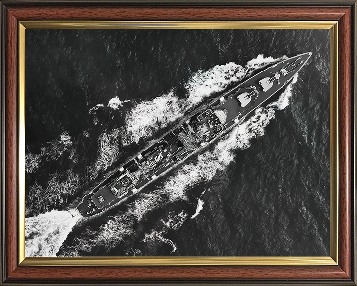 HMS Barrosa (D68) Royal Navy Battle Class Destroyer From Above Photo Print Wall Art Decor Posters, Prints, & Visual Artwork Hampshire Prints 10 x 8 Classic Frame No