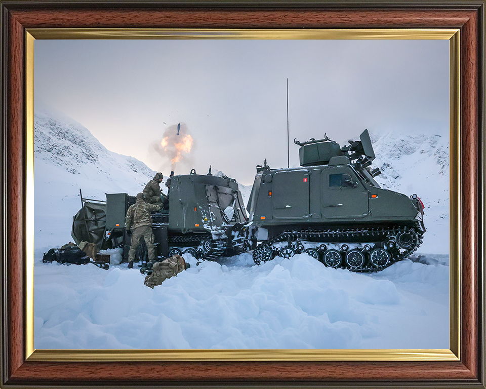 Royal Marine Commando Mortar Team Fire from a Viking Photo Print 45 Commando Marines Wall Art Military Decor Posters, Prints, & Visual Artwork Hampshire Prints 10 x 8 Classic Frame No