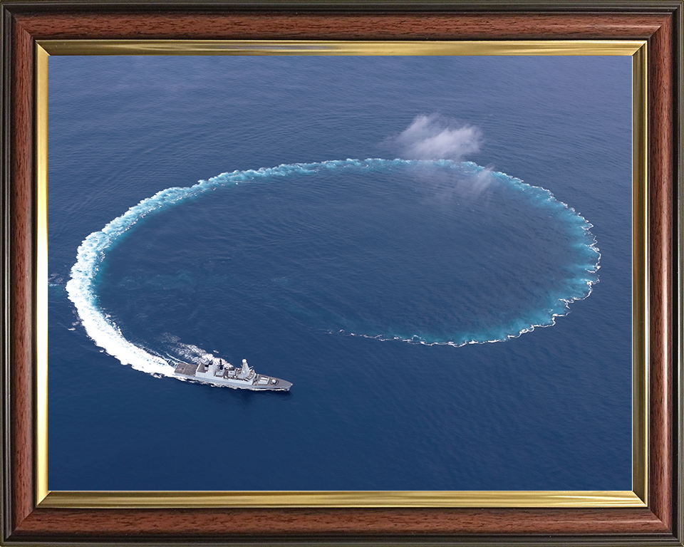 HMS Daring (D32) Royal Navy Type 45 Destroyer Circle Wake Photo Print Wall Art Decor Posters, Prints, & Visual Artwork Hampshire Prints 10 x 8 Classic Frame No