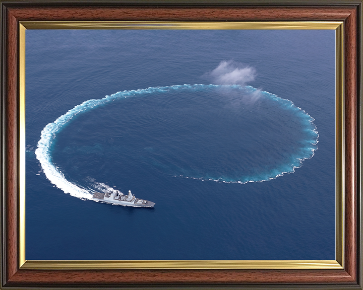 HMS Daring (D32) Royal Navy Type 45 Destroyer Circle Wake Photo Print Wall Art Decor Posters, Prints, & Visual Artwork Hampshire Prints 10 x 8 Classic Frame No